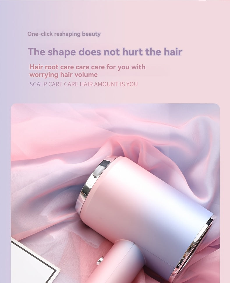 Sèche-cheveux portable haute puissance avec buse réglable - Réglages à 3 vitesses, séchage rapide de 3,5 à 6,5 minutes, cordon de 3 m, rose et gris - outil de coiffage élégant, construction durable