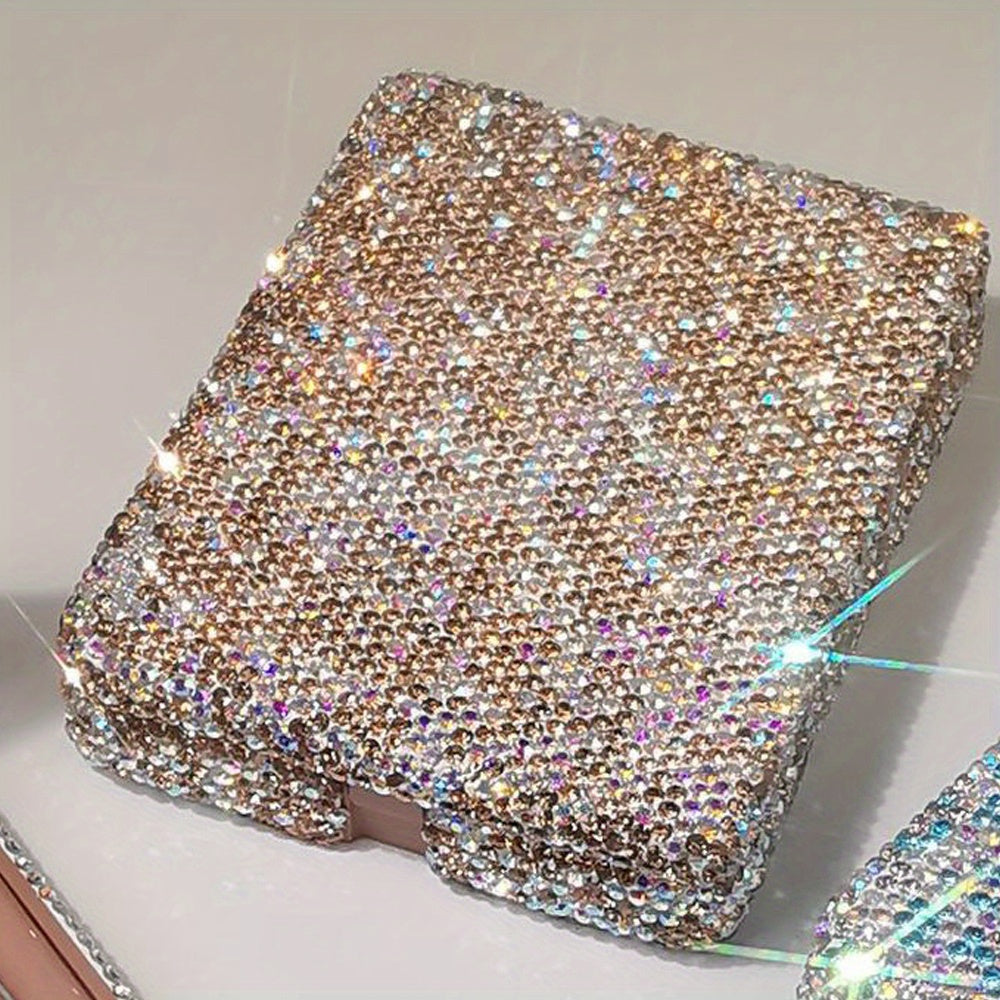 Portable Barrel Makeup Brush Set 5 Pieces for Eyeshadow, Eyebrow, and Makeup Application with Crystal Bling Gift Case - Gift Set Mother's Day Gift