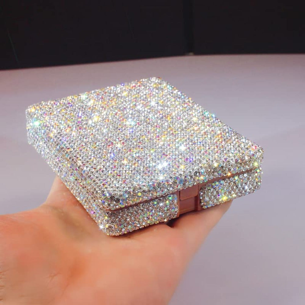 Portable Barrel Makeup Brush Set 5 Pieces for Eyeshadow, Eyebrow, and Makeup Application with Crystal Bling Gift Case - Gift Set Mother's Day Gift