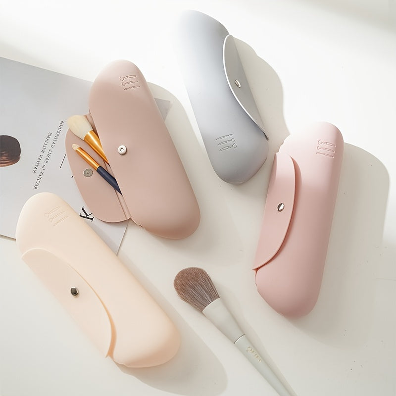 Sac organisateur de cosmétiques en silicone, étui de transport pour pinceaux de maquillage anti-poussière, conteneur de rangement portable