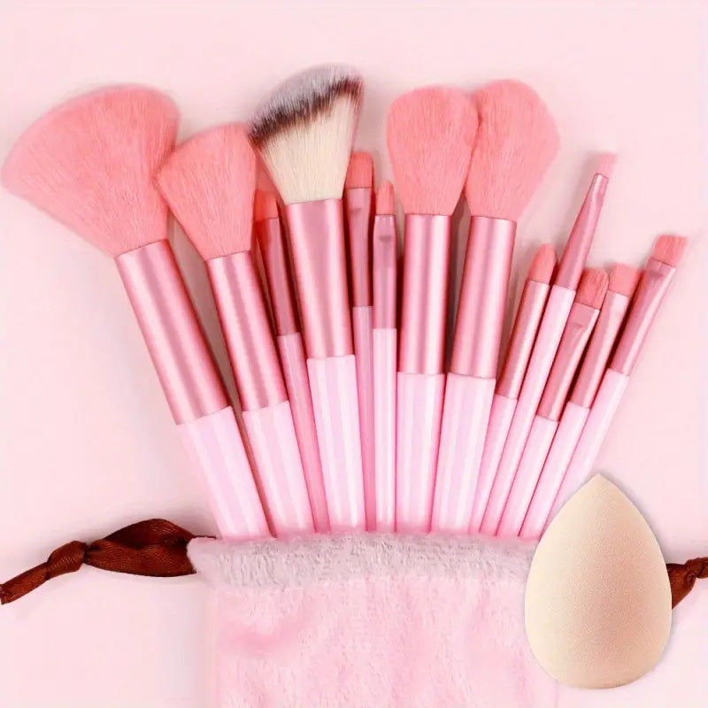 13PCS Ensemble de pinceaux de maquillage doux et moelleux avec éponge de maquillage