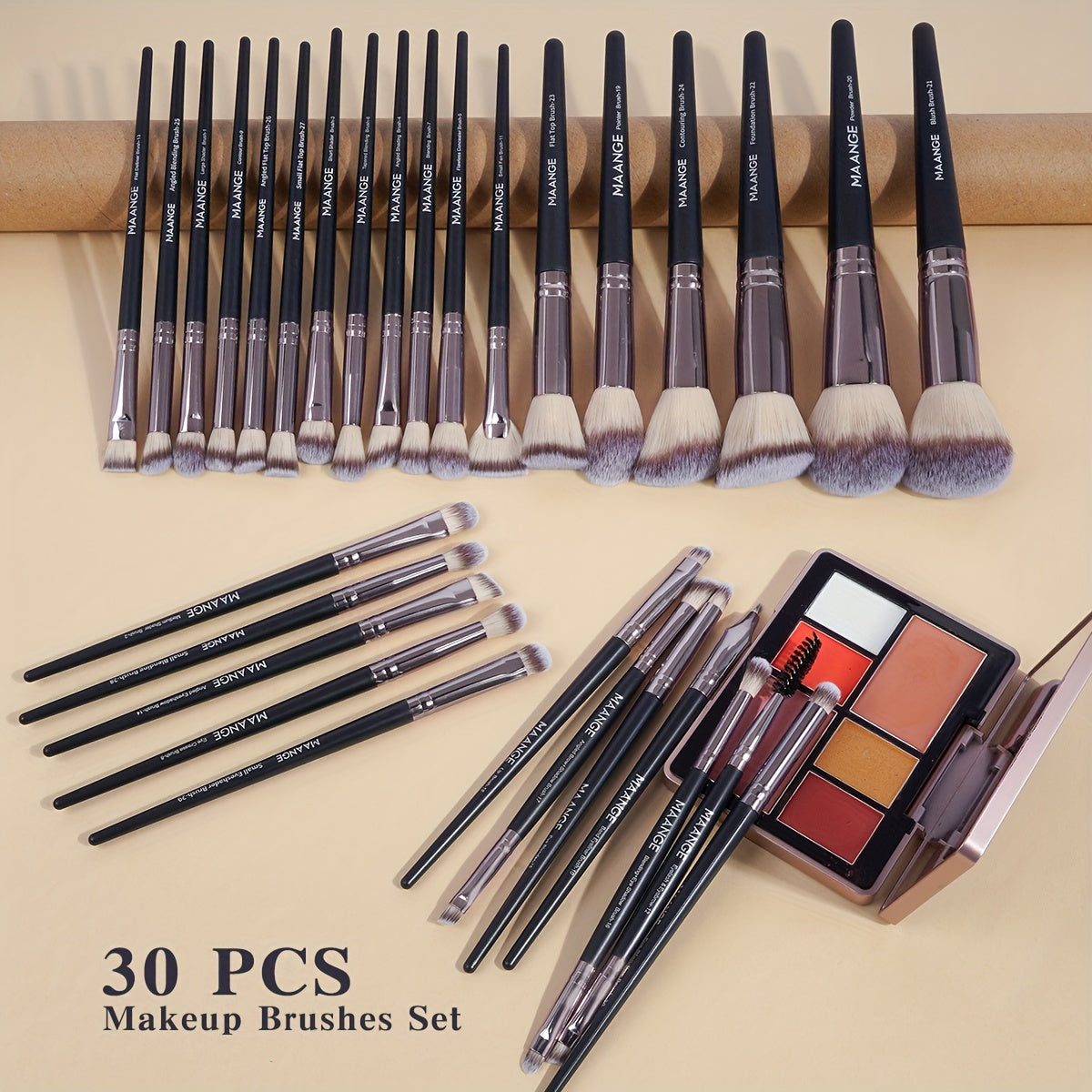 Ensemble complet de 30 pinceaux de maquillage professionnels, poils doux, pinceau à fard à joues synthétique de qualité supérieure, etc.