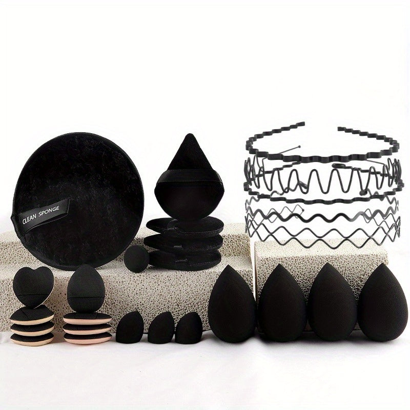 26pcs/47pcs de kit de maquillage complet noir tendance, sac de maquillage portable de grande capacité, pour répondre à tous vos besoins de beauté, cheveux en fibre douce pour beige clair sensible