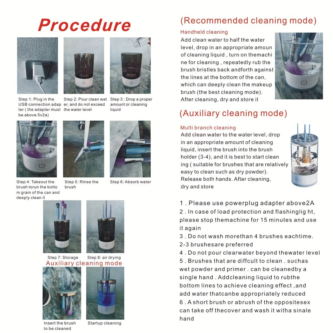 Support de brosse et de sèche-linge de maquillage automatique 3-en-1 avec désinfectant UV, - Support de séchage de brosse rotatif (basse tension)