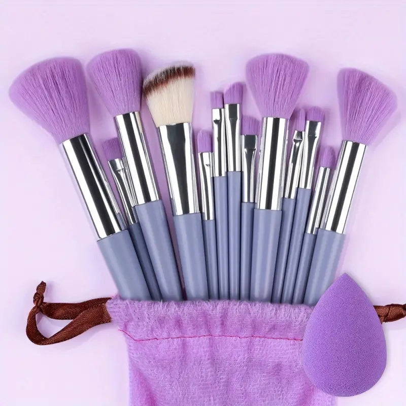 13PCS Ensemble de pinceaux de maquillage doux et moelleux avec éponge de maquillage