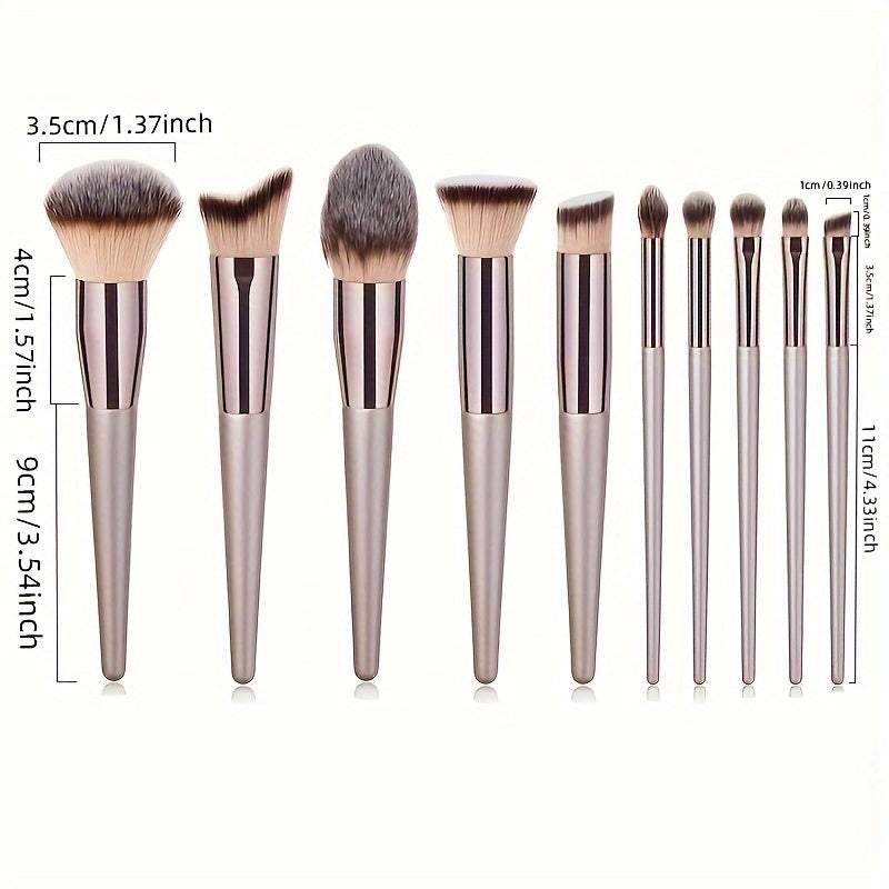 10 Champagne Nouveau pinceau de maquillage Outil de maquillage populaire pinceau de maquillage de fond de teint