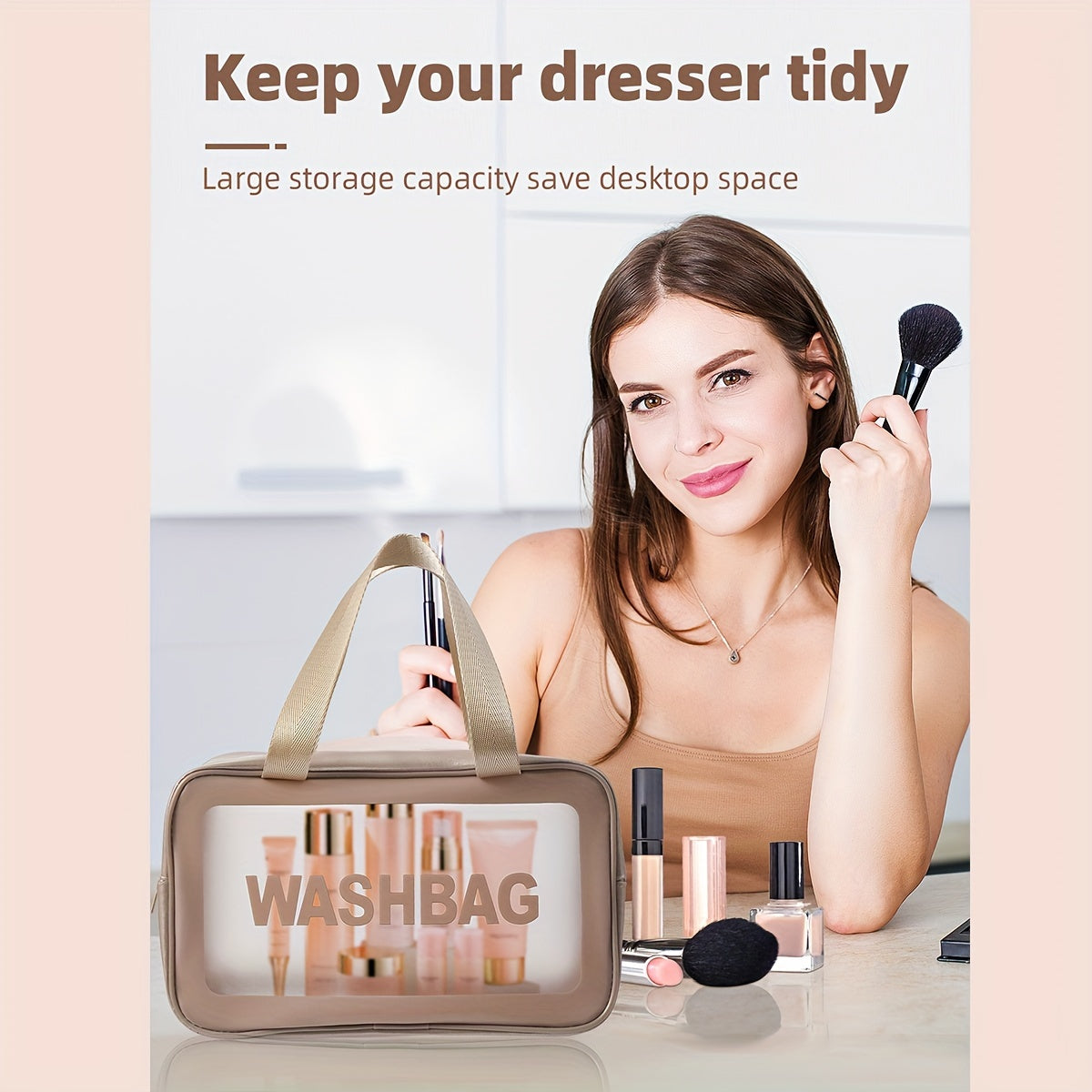 Ensemble de 55 pinceaux de maquillage pour le visage et les yeux avec sac de toilette, 30 brosses, arceaux à cheveux, bracelets, 5 grandes et 5 mini éponges de beauté, 5 ventilateurs et 5 bouffées de pouce, et un bol de nettoyage au pinceau de maquillage