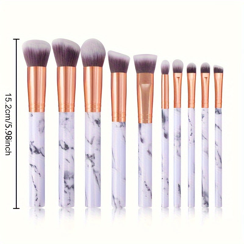 Ensemble de 10 pinceaux de maquillage en marbre de qualité supérieure