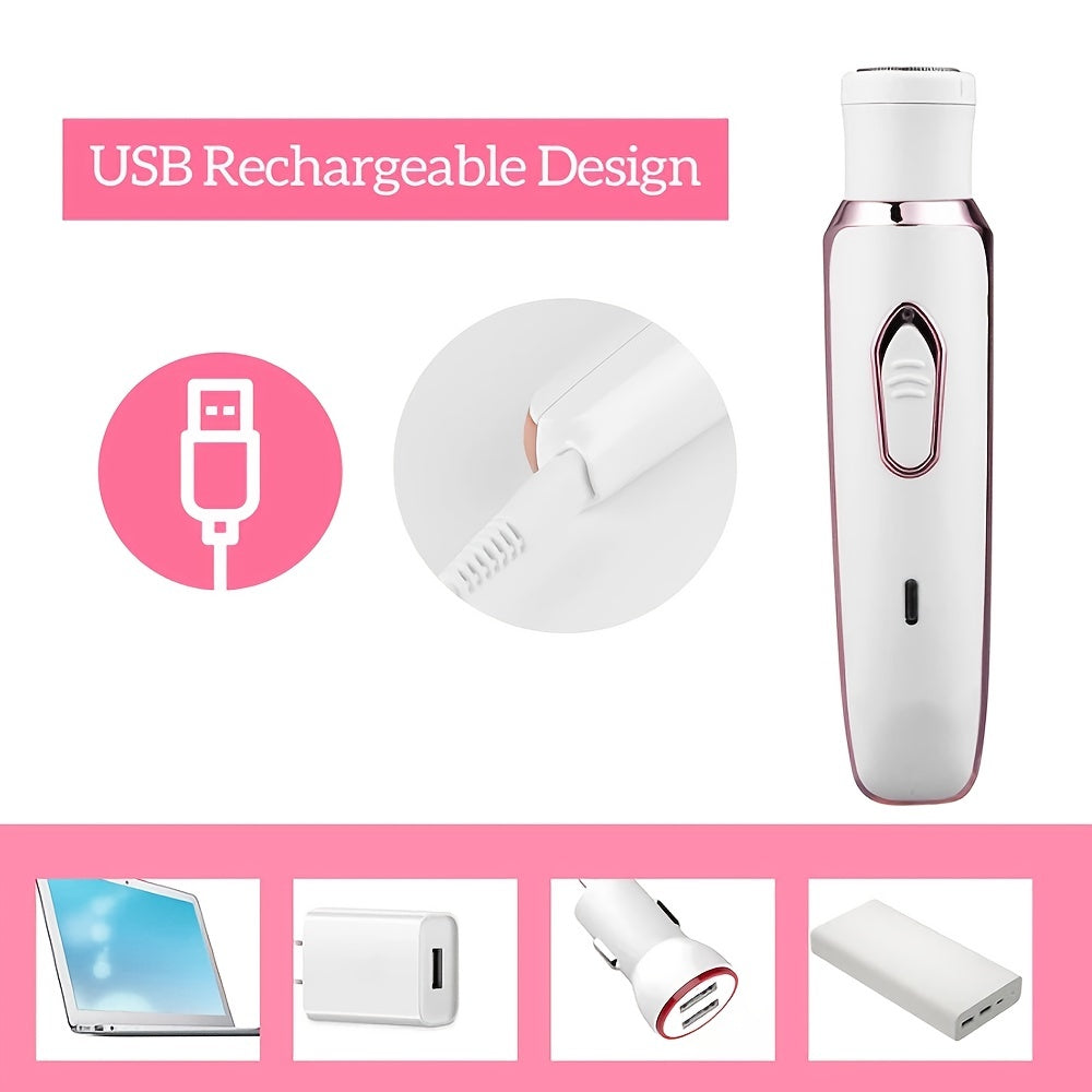 Rasoir électrique pour femmes, rasoirs pour rasage Rasoir sans fil 4 en 1 pour femmes visage, jambes et aisselles, tondeuse de bikini portable épilation humide et sèche, sans fil - Micro USB rechargeable