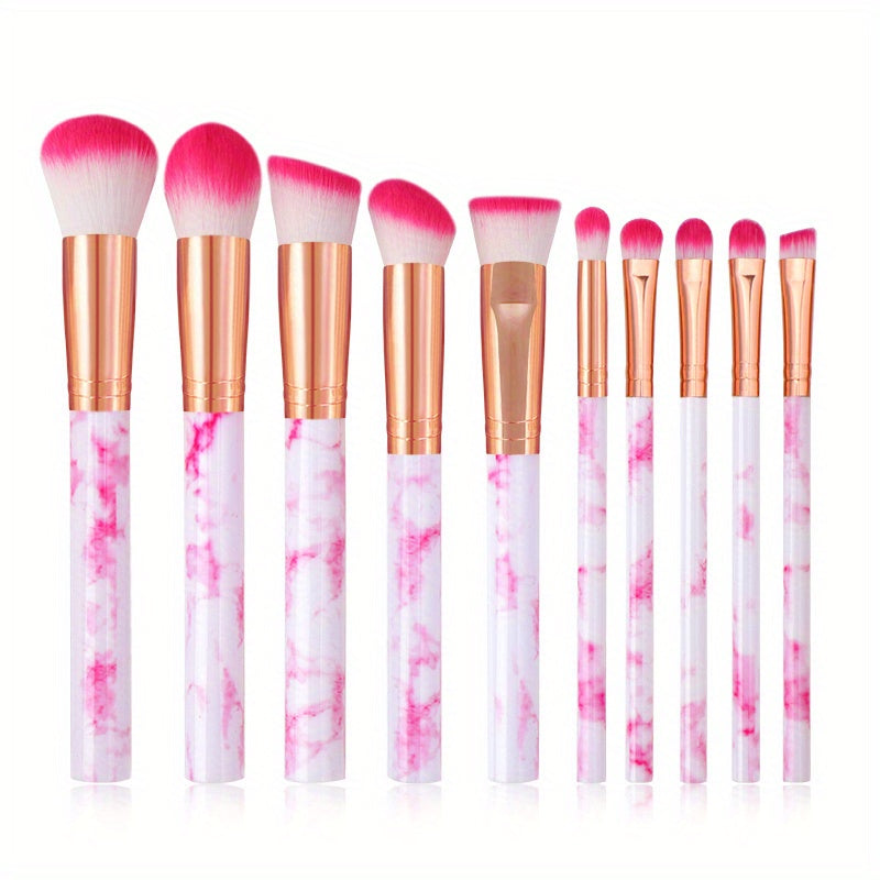 Ensemble de 10 pinceaux de maquillage en marbre de qualité supérieure