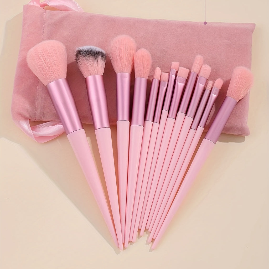 13PCS Ensemble de pinceaux de maquillage doux et moelleux avec éponge de maquillage