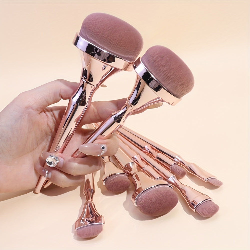 Ensemble de 9 pinceaux de maquillage, de forme ovale, poils en nylon, non parfumé, tous les types de peau