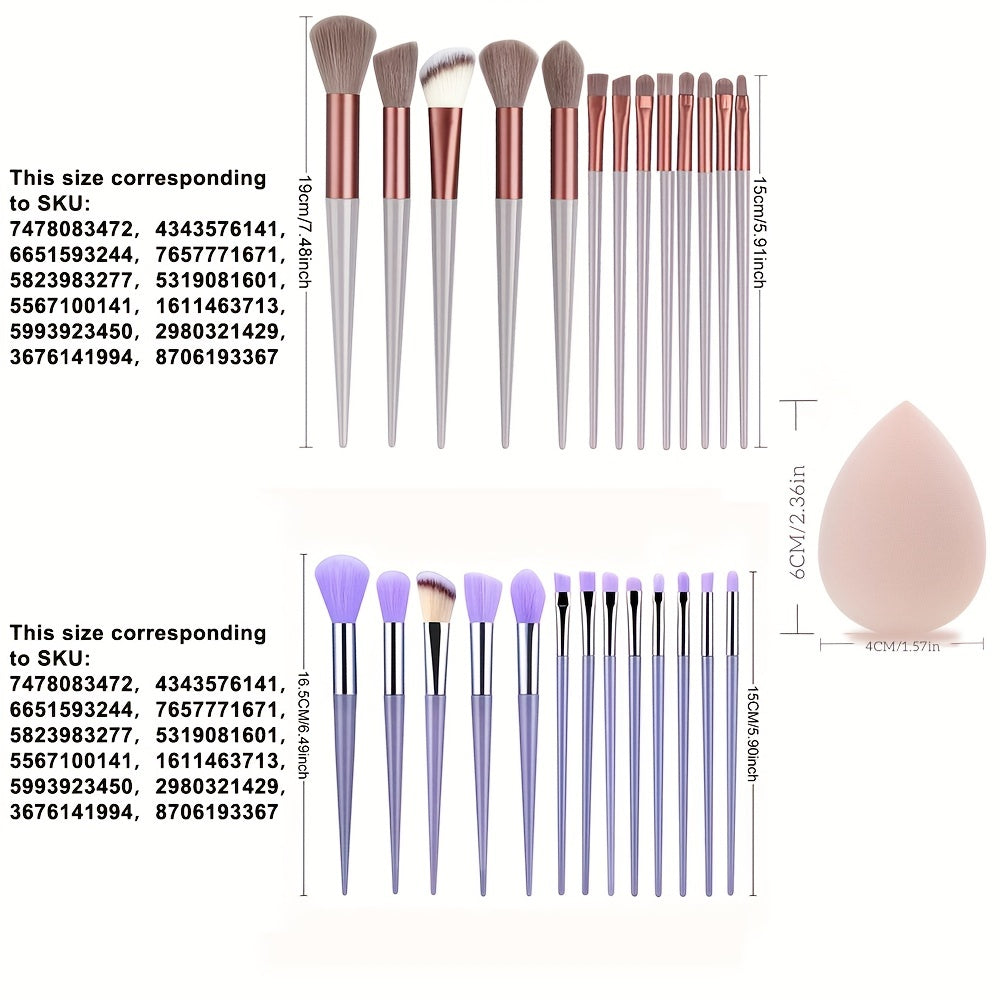 13PCS Ensemble de pinceaux de maquillage doux et moelleux avec éponge de maquillage