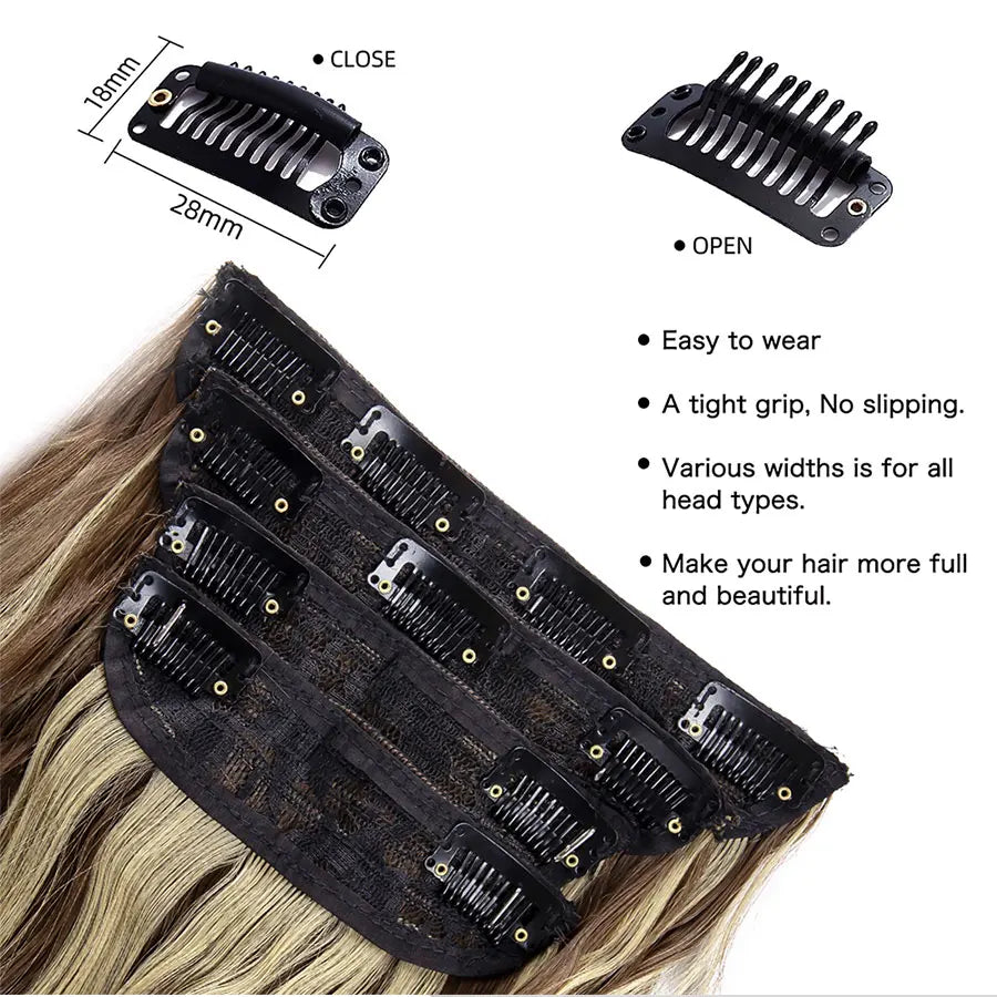 4Pcs/Set 20 Pouces Pince À Cheveux Synthétique Dans De Longues Cheveux Épaisses Ondulées Pour Femmes Extensions De Cheveux