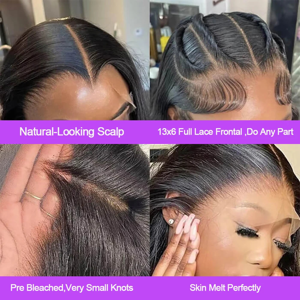 14 16 pouces perruque Cheveux humains Vague corporelle 13x4 HD Perruques frontales en dentelle 7x5 Fermeture Perruques sans colle