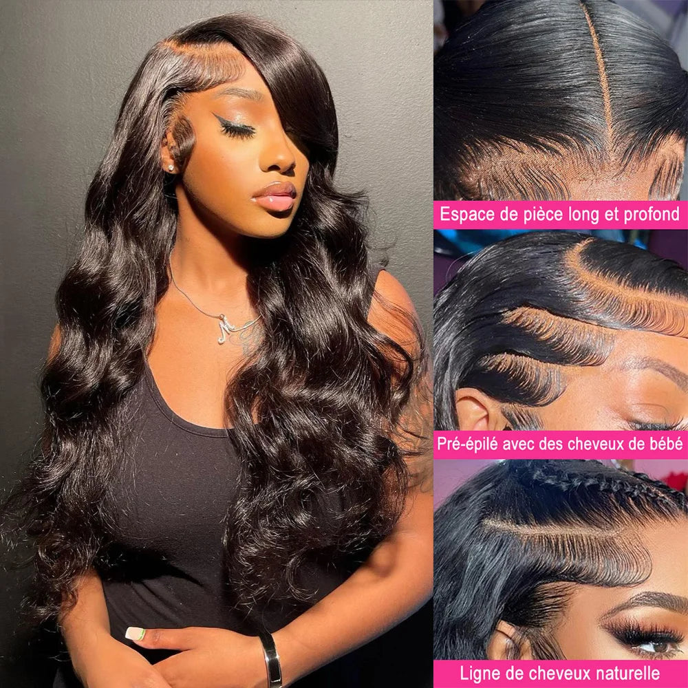 Perruques frontales en dentelle transparente 30 32 pouces Vague de corps Perruque avant en dentelle Perruques de cheveux brésiliens