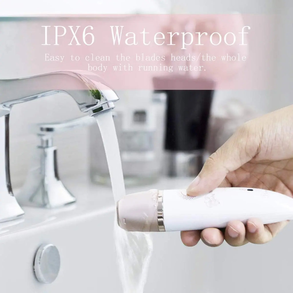 Rasoir électrique 2-en-1 pour femmes Épilateur pour le visage, les jambes et les aisselles humides et secs, avec 2 têtes de coupe