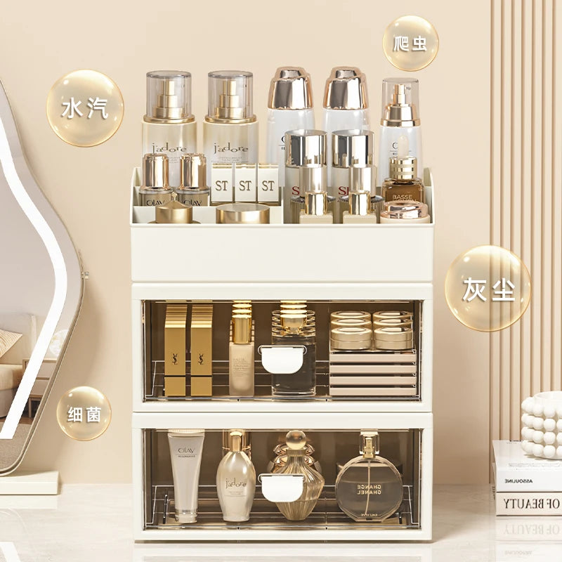 3 Layer Office Stationery Bedroom Lipstick Jewelry Storage Case Desktop Makeup Organizer Plastic Skin Care Cosmetic Storage Box