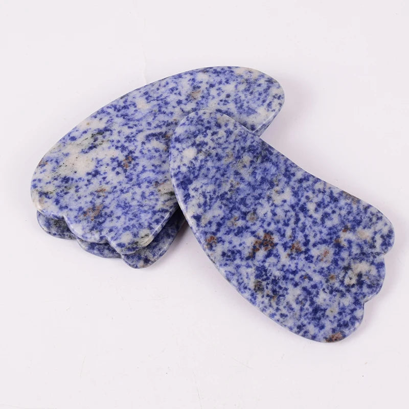 Shoulder Neck Massager Sodalite Sawtooth Face Roller Natural Stone Body Care Gua Sha Massage Tool acupuncture Health Beauty Set