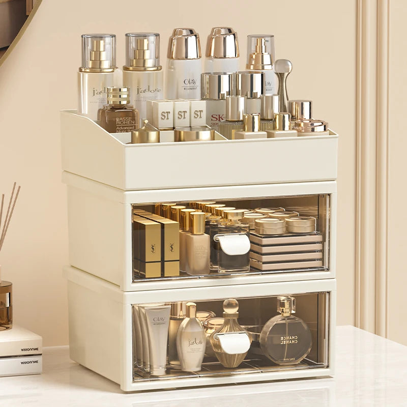 3 Layer Office Stationery Bedroom Lipstick Jewelry Storage Case Desktop Makeup Organizer Plastic Skin Care Cosmetic Storage Box
