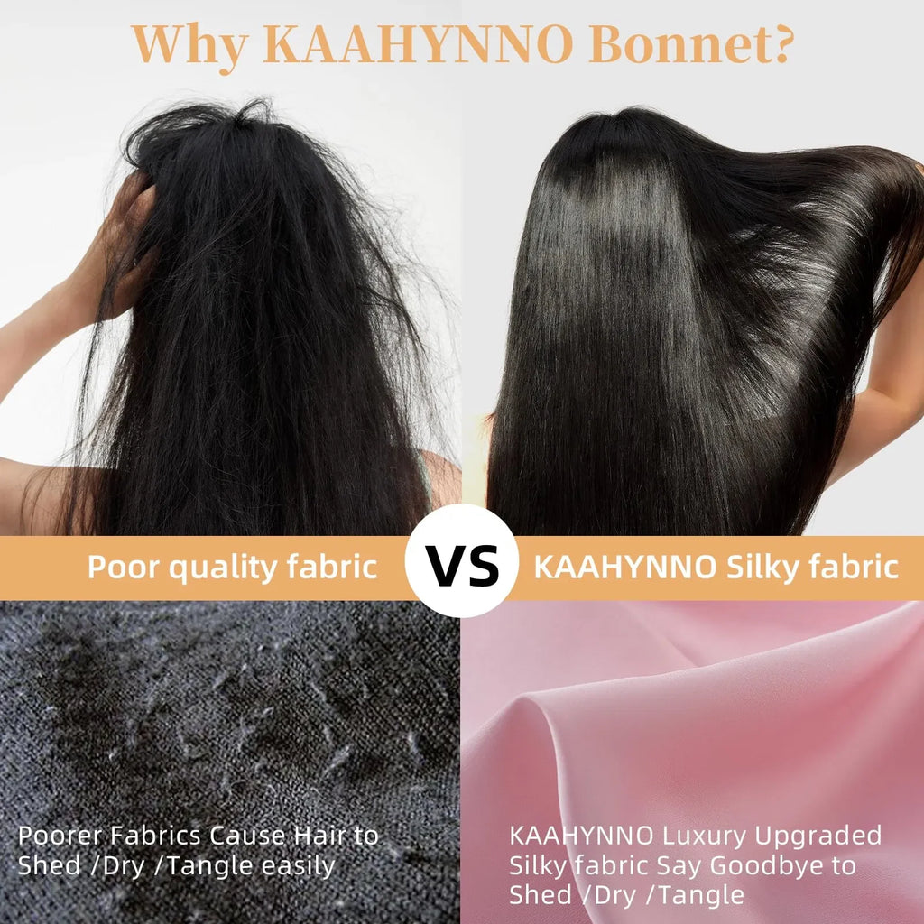 Bonnet en soie FCJ rose pour dormir Housse de cheveux en satin pour cheveux naturels bouclés ondulés Bonnet uni pour femmes et hommes - pour les voyages