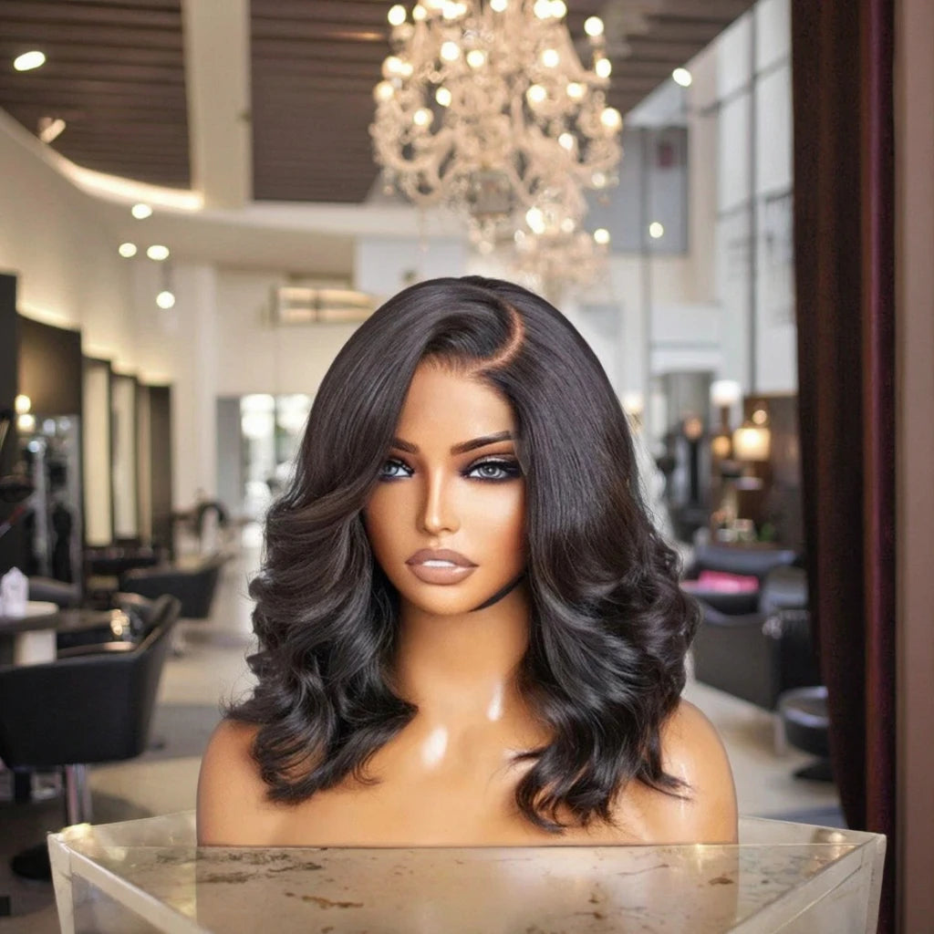 13x4 13x6 HD Perruque de vague de corps lâche en dentelle Bob court à coupe émoussée Perruques Cheveux humains