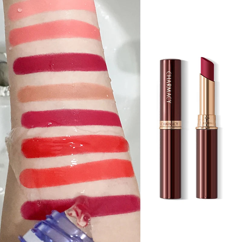 Rouge à lèvres mat imperméable Rouge à lèvres en velours violet Longue durée Rouge à lèvres antiadhésif Maquillage pour lèvres rouges cosmétiques