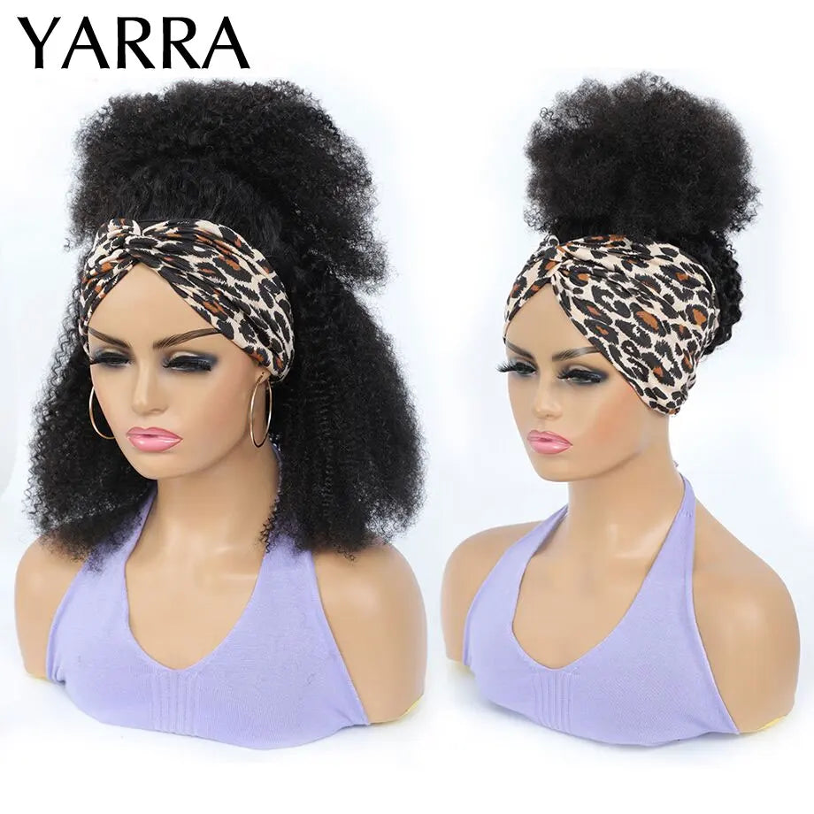 Afro Kinky Curly Human Hair Headband Perruque 180 % de densité brésilienne entièrement fabriquée à la machine 100 % cheveux humains