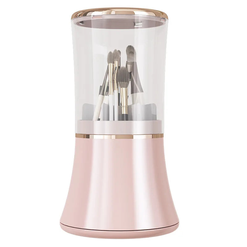 Seau de brosse de coiffeuse rotative en plastique moderne, boîte à fichiers anti-poussière, porte-stylo pour pinceaux de maquillage, rangement de rouge à lèvres