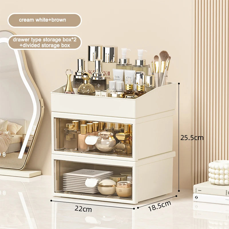 3 Layer Office Stationery Bedroom Lipstick Jewelry Storage Case Desktop Makeup Organizer Plastic Skin Care Cosmetic Storage Box