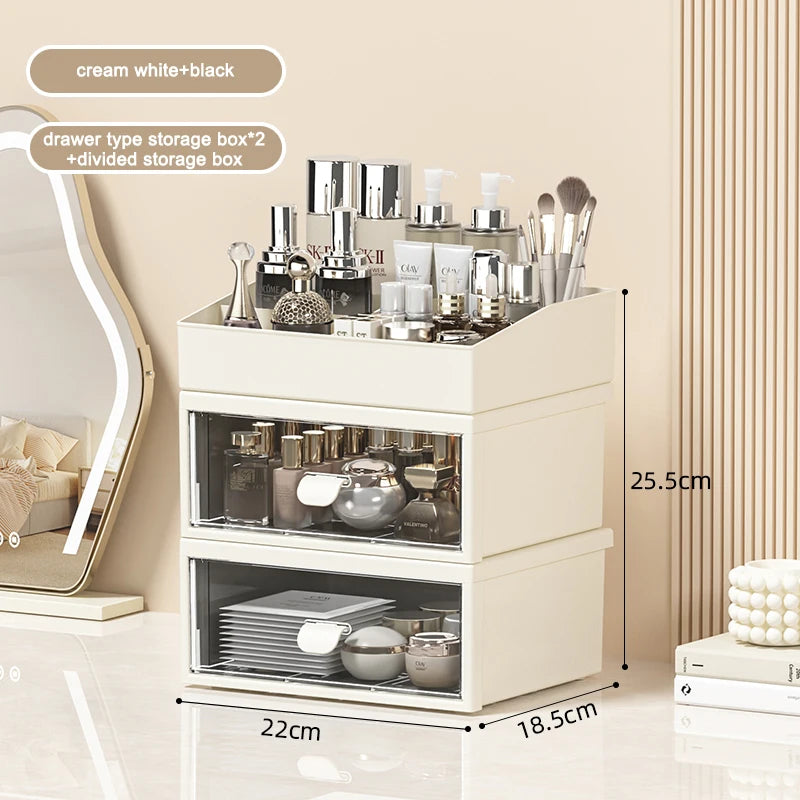 3 Layer Office Stationery Bedroom Lipstick Jewelry Storage Case Desktop Makeup Organizer Plastic Skin Care Cosmetic Storage Box
