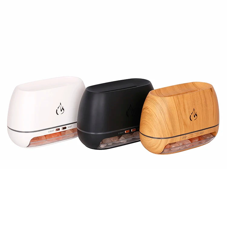 Kinscoter Flame Light Diffuser Aroma Ultrasonic Salt Stone LED Aromatherapy Room Aromatic Humidifier Atomizer