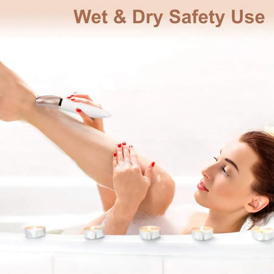 Rasoir électrique 2-en-1 pour femmes Épilateur pour le visage, les jambes et les aisselles humides et secs, avec 2 têtes de coupe