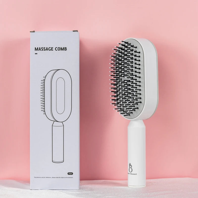 Self Cleaning Hair Brush for Women One-key Cleaning Hair Loss Airbag Massage Scalp Comb Anti-static Hairbrush