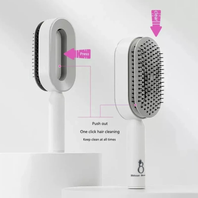 Self Cleaning Hair Brush for Women One-key Cleaning Hair Loss Airbag Massage Scalp Comb Anti-static Hairbrush