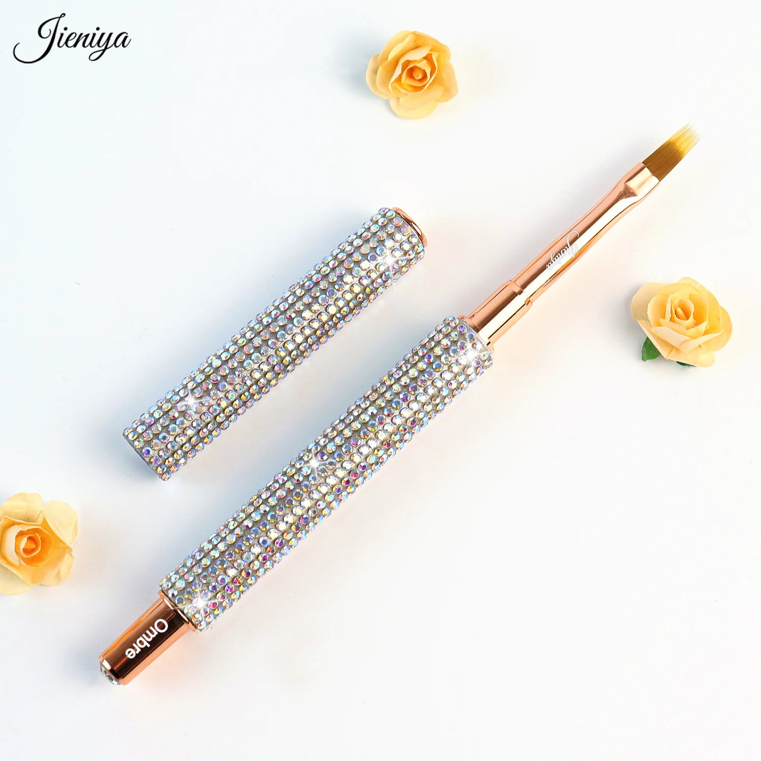 MOQ Professional Diamond Inlay Bottom Design Strass Handle Ombre Manucures et Salons