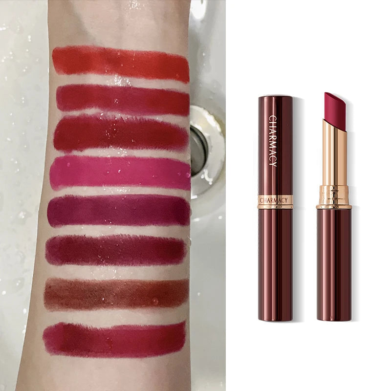 Rouge à lèvres mat imperméable Rouge à lèvres en velours violet Longue durée Rouge à lèvres antiadhésif Maquillage pour lèvres rouges cosmétiques