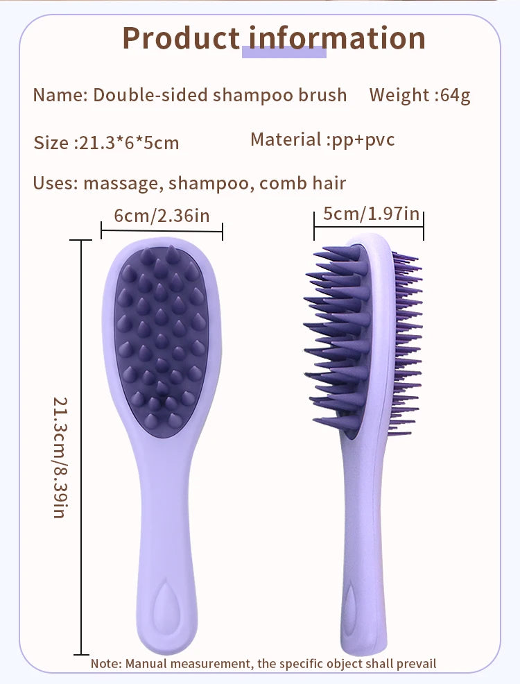 Peigne 2 en 1 pour shampooing et brosse double face