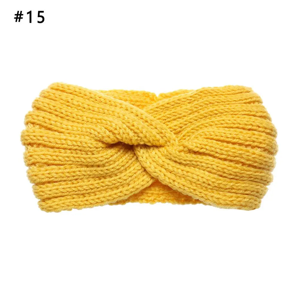 Women Weaving Cross Headband Knitting Warm Headwear Leopard Bowknot Turban Wide Fashion Winter Cycling Crochet Turban Colorful