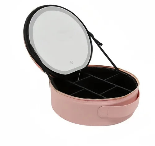Sac à cosmétiques de voyage avec miroir de maquillage LED réglable et séparateurs