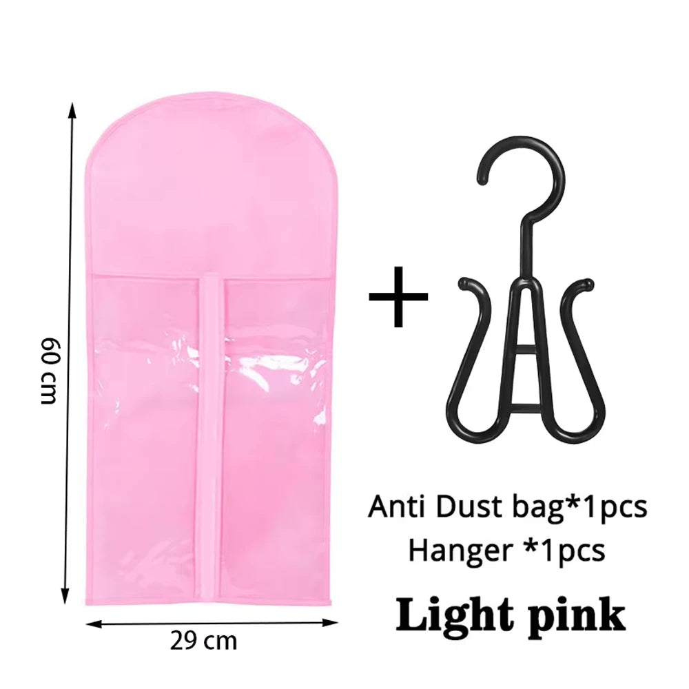 3pcs Premium Wig Storage Bags with Sturdy Metal Hangers - Black Transparent Design for Multiple Wigs & Hair Extensions