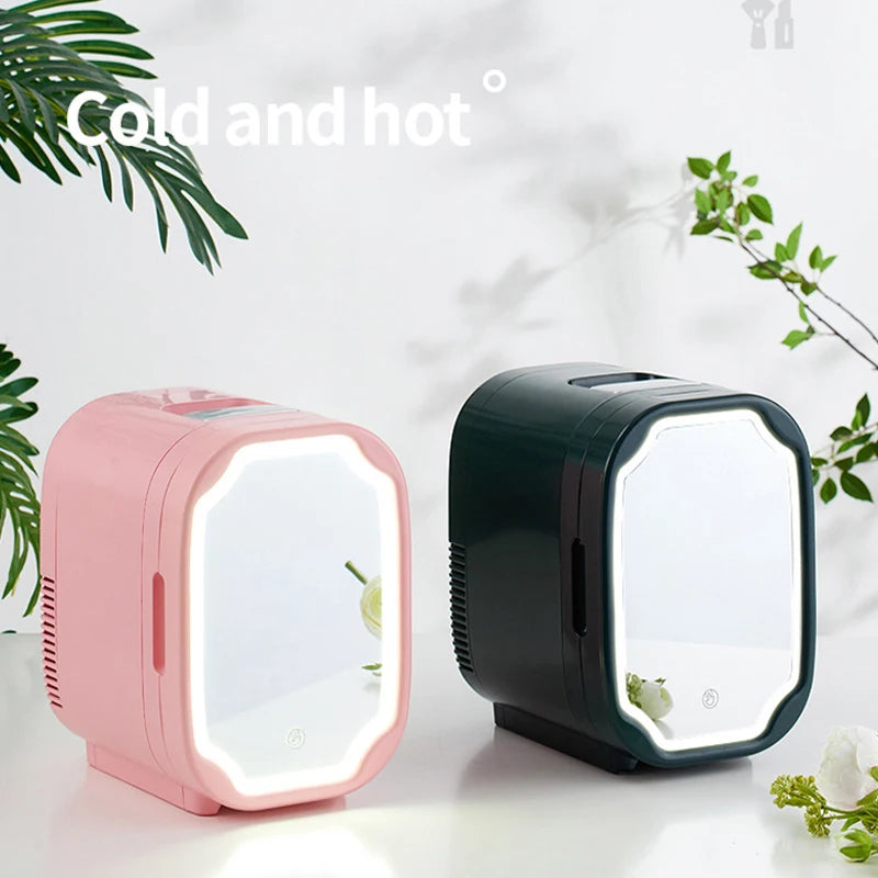 Mini Refrigerator With LED Light Cosmetic Skincare Refrigerators Makeup For Home Office and Portable Fridge Cooler Warmer