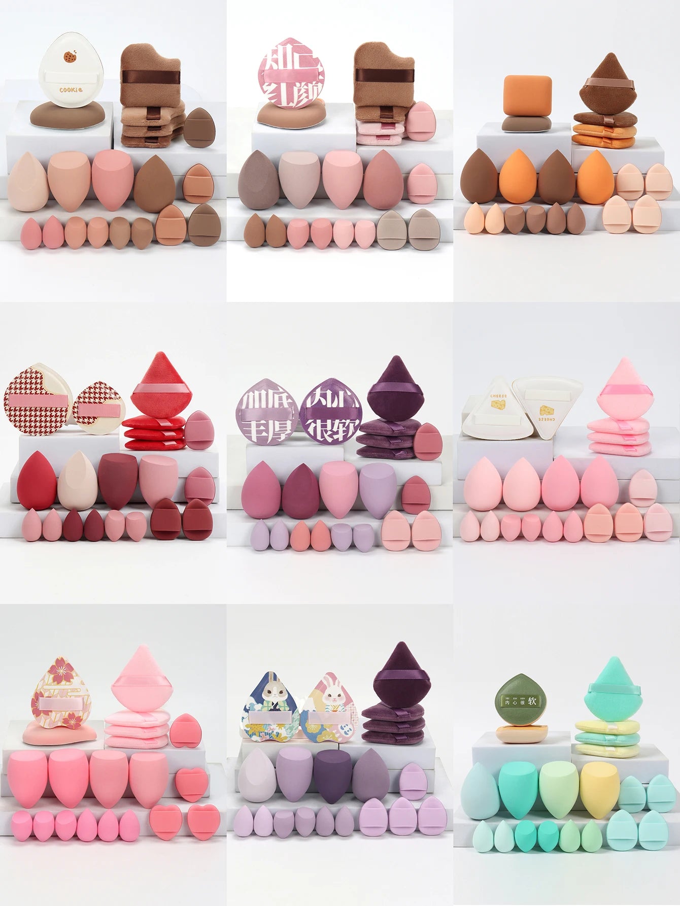 20 Pcs Pink Makeup Sponge and Makeup Puff Set Suitable for Face Cream and Powder Concealer Powder Makeup Machine