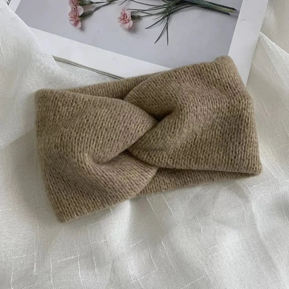New Women Girls Solid Color Hair Bands Knitted Wool Headbands Vintage Cross Turban Bandage Ear Warmer Hairbands Hair Accessories