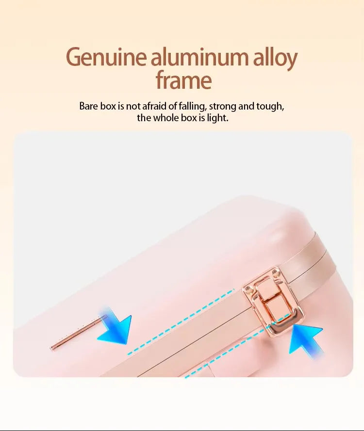 Large Capacity LED Lighted Makeup Case With Mirror Portable Detachable Cosmetic Storage Box Travel Makeup Box Cosmetic Bag