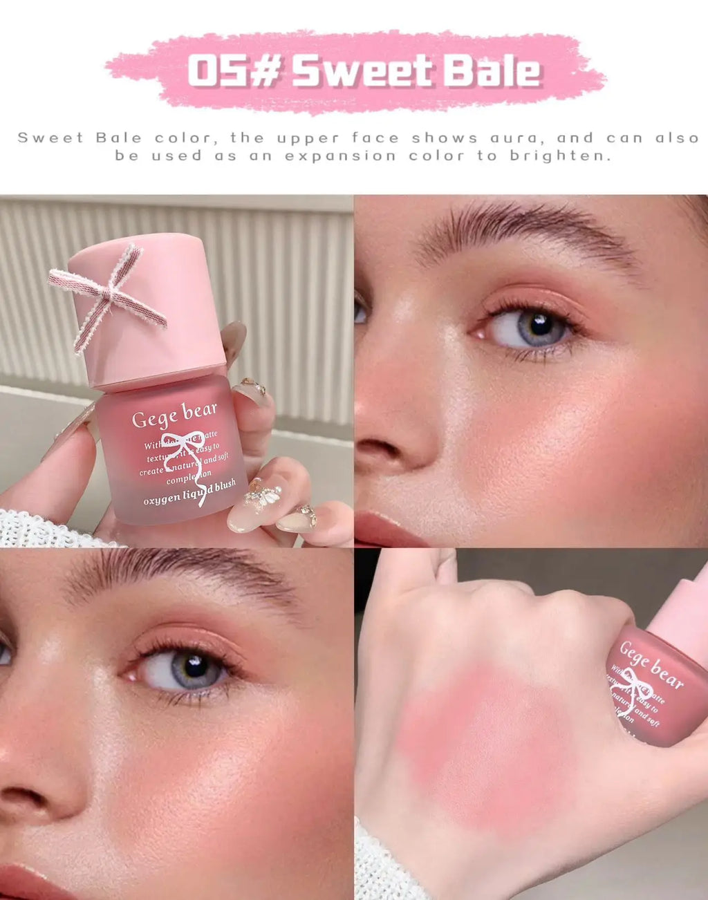 Gege Bear Light Blush Liquid Moisturizing Mirror Vitality Moisturizing Whitening Brightening Natural Rouge