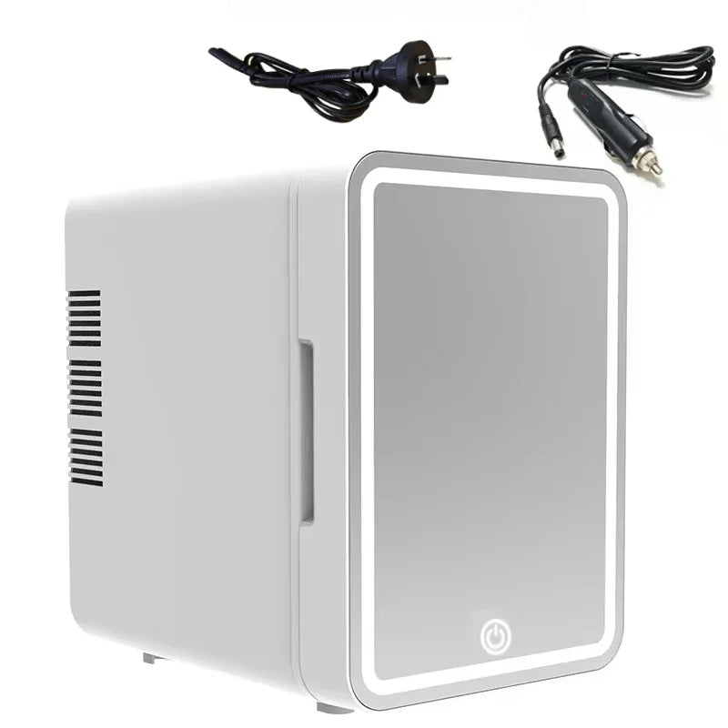 Skincare Fridge with Dimmable LED Light Mirror, 4L Makeup Mini Fridge for Bedroom, Car