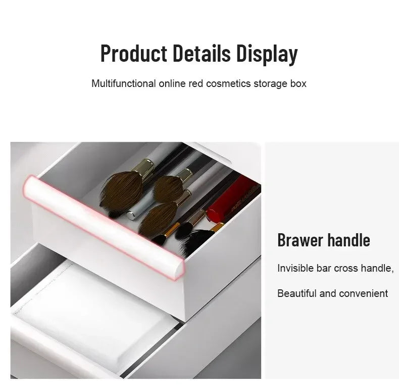 White Drawer Makeup Storage Box Dormitory Finishing Plastic Shelf Cosmetics Skin Care Dressing Table Desktop Makeup Organizer