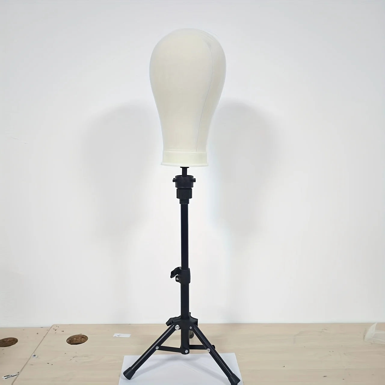 22 Inch Canvas Wig Head Stand, Wig Stand Tripod with Head, Mannequin Head for Wigs, Manikin Canvas Block Head Set Making Display