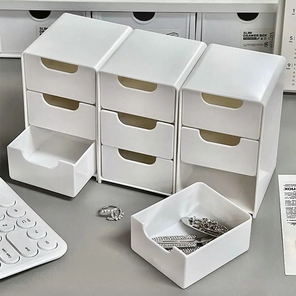 Mini boîte de rangement Petite boîte de rangement à tiroir Boîte de rangement de style tiroir à grille en couches Boîte de rangement à plusieurs niveaux Organisateur de bureau avec tiroirs